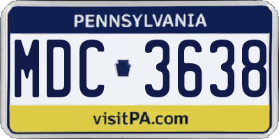 PA license plate MDC3638