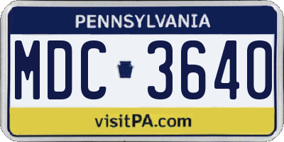 PA license plate MDC3640