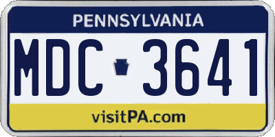 PA license plate MDC3641