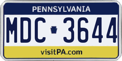 PA license plate MDC3644