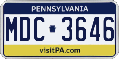 PA license plate MDC3646