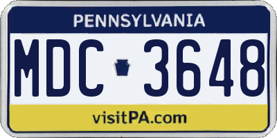 PA license plate MDC3648