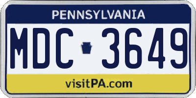 PA license plate MDC3649