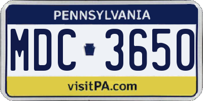PA license plate MDC3650