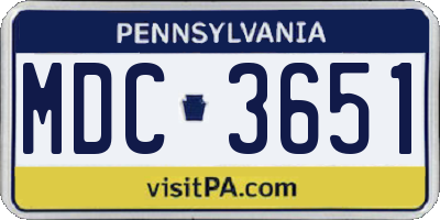 PA license plate MDC3651