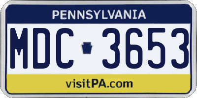PA license plate MDC3653