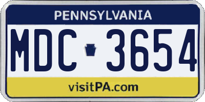 PA license plate MDC3654