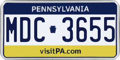 PA license plate MDC3655