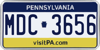 PA license plate MDC3656