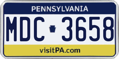 PA license plate MDC3658
