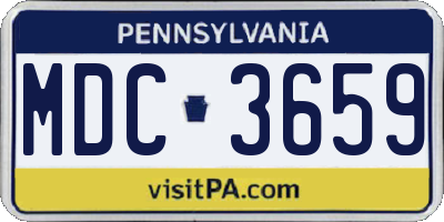 PA license plate MDC3659