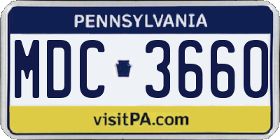 PA license plate MDC3660