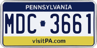 PA license plate MDC3661
