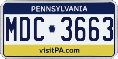 PA license plate MDC3663