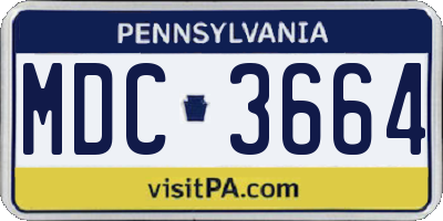 PA license plate MDC3664