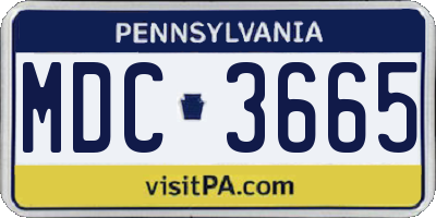 PA license plate MDC3665