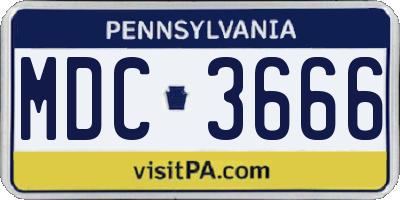 PA license plate MDC3666