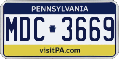 PA license plate MDC3669