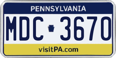 PA license plate MDC3670