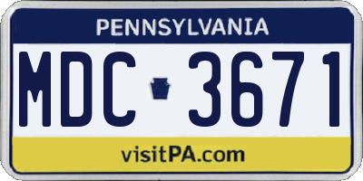 PA license plate MDC3671