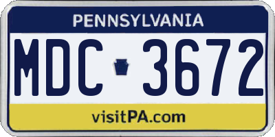 PA license plate MDC3672