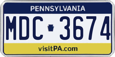 PA license plate MDC3674