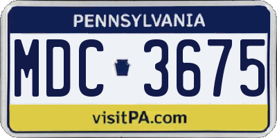 PA license plate MDC3675