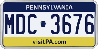 PA license plate MDC3676