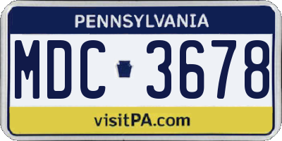 PA license plate MDC3678