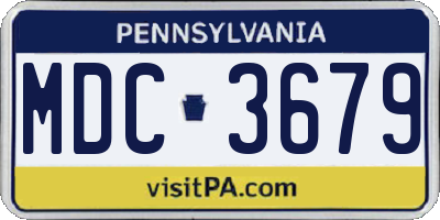 PA license plate MDC3679
