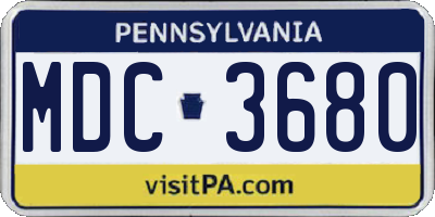 PA license plate MDC3680