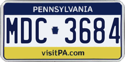 PA license plate MDC3684