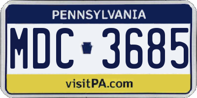 PA license plate MDC3685