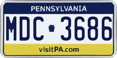 PA license plate MDC3686