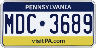 PA license plate MDC3689