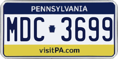PA license plate MDC3699