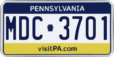 PA license plate MDC3701