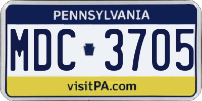 PA license plate MDC3705