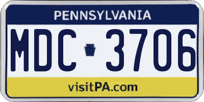 PA license plate MDC3706