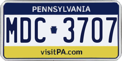 PA license plate MDC3707