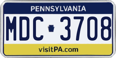 PA license plate MDC3708