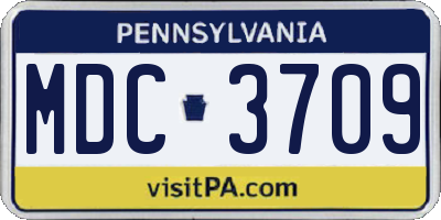 PA license plate MDC3709