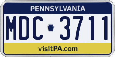 PA license plate MDC3711