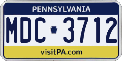 PA license plate MDC3712