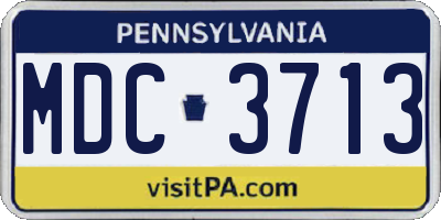 PA license plate MDC3713