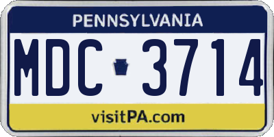 PA license plate MDC3714