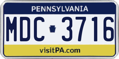 PA license plate MDC3716