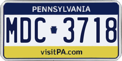 PA license plate MDC3718