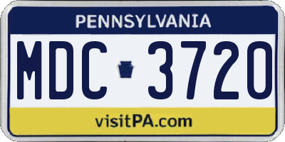 PA license plate MDC3720
