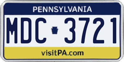 PA license plate MDC3721